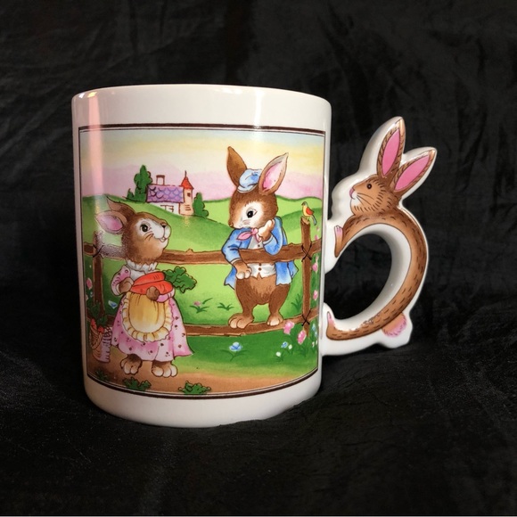 Vintage Country Rabbit Mug with Cute Handle - Made in Japan - Picture 15 of 15